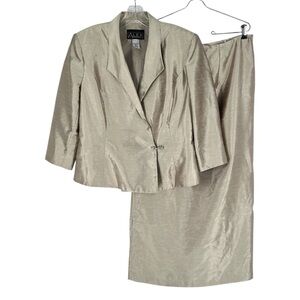 Alex Evenings Skirt Jacket Suit Set Womens Size 12 Champagne Shimmer Formal